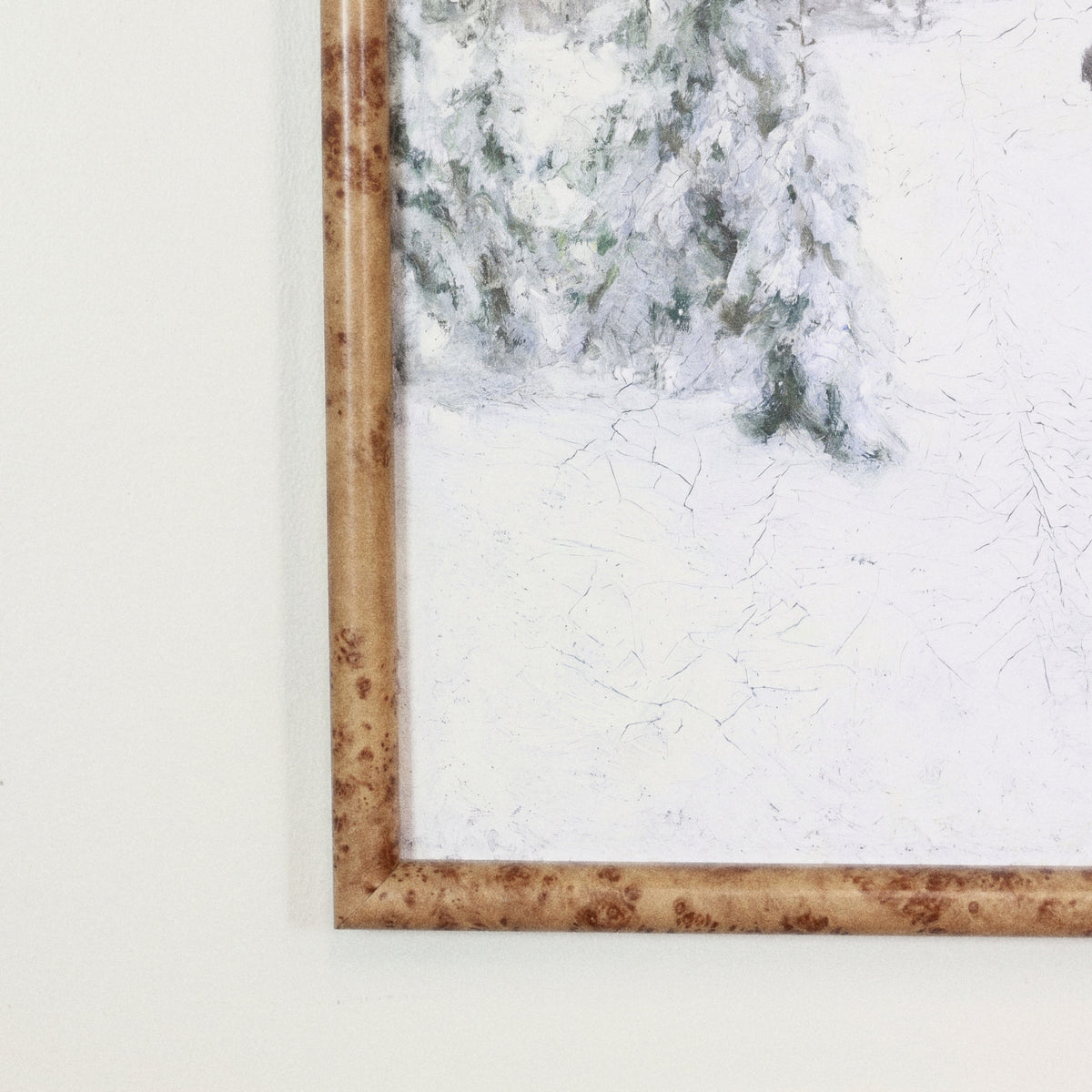 Snowbound framed art, Natural Burl frame, M, frame close-up