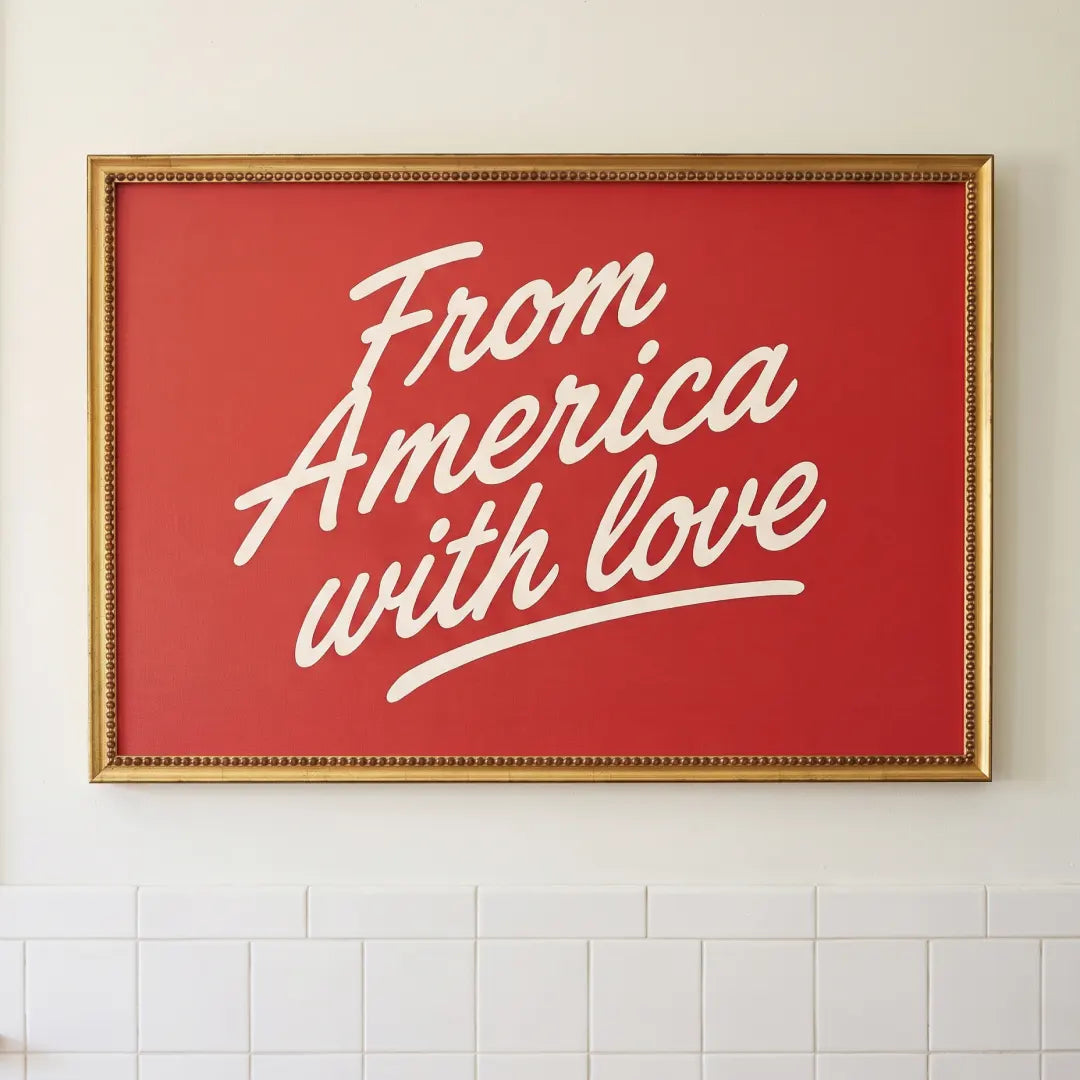 From America with Love framed print in an Urban Gold Leaf frame