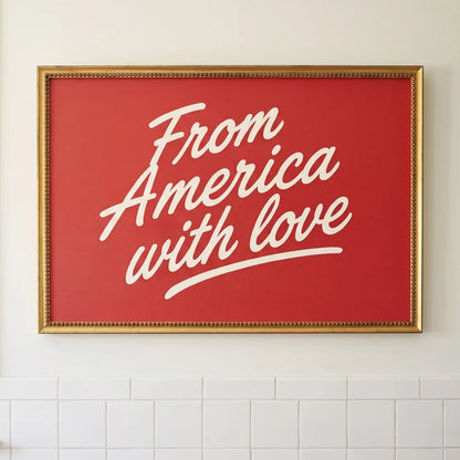 From America with Love framed print in an Urban Gold Leaf frame
