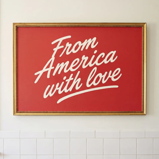 From America with Love framed print in an Urban Gold Leaf frame