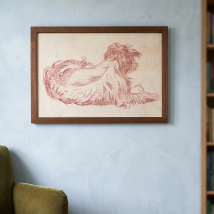 Sleepy Red Dog Stained frame corner detail