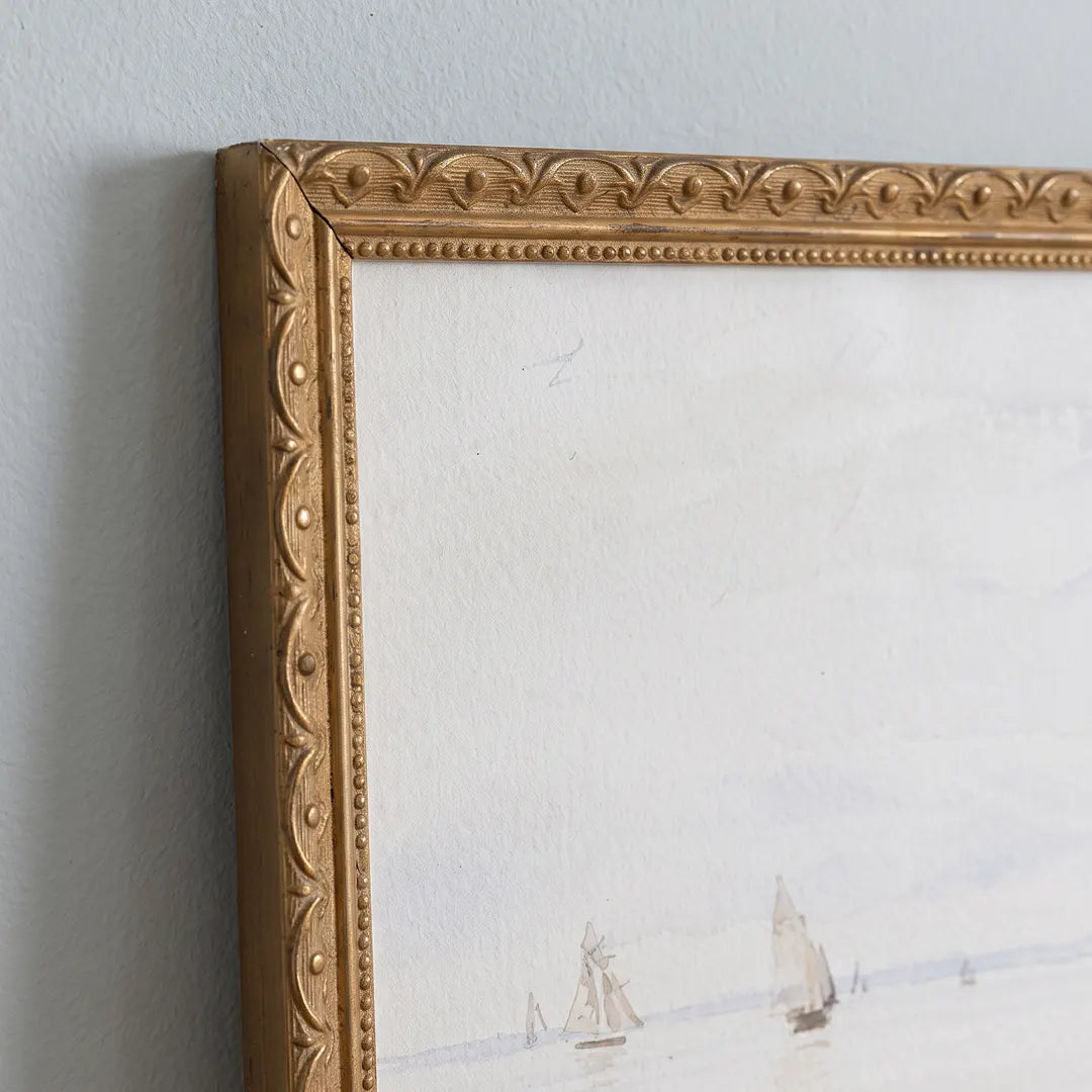 Sailboat on South Hampton Frosted Gold frame corner detail