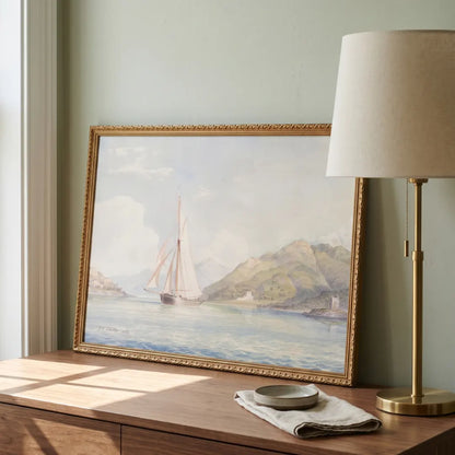 Departing the Bay Frosted Gold frame corner detail