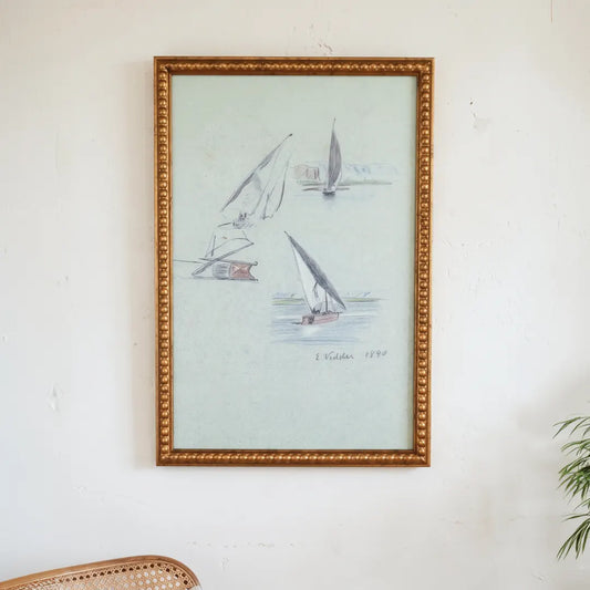 Harbor Breeze framed print in a Large Gold Bead frame