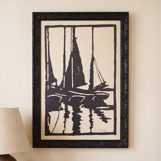 Quiet Tide framed print in a Country Rustic Black frame