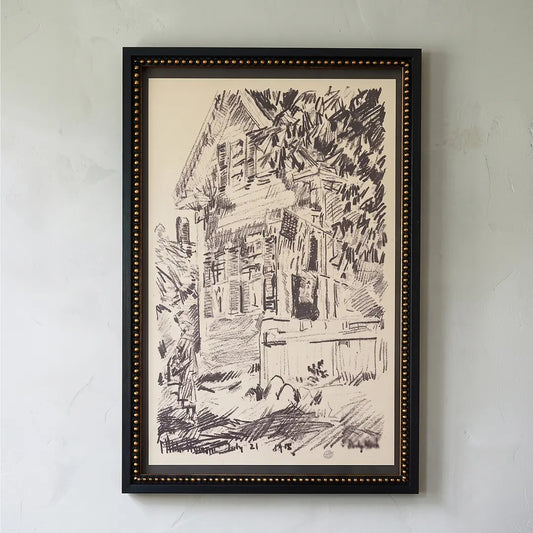 Heritage House framed print in a Single Gold Bead frame
