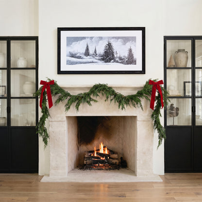 Snowy Field framed art, Country Rustic Black frame, XL, lifestyle photo