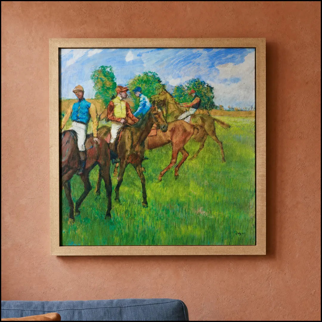 Blue Ribbon Weekend framed canvas in an Almond frame