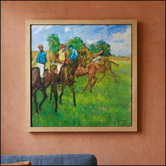 Blue Ribbon Weekend framed canvas in an Almond frame