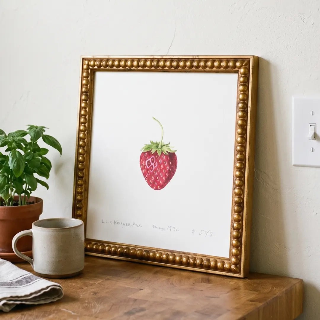 Strawberry Large Gold Bead frame corner detail