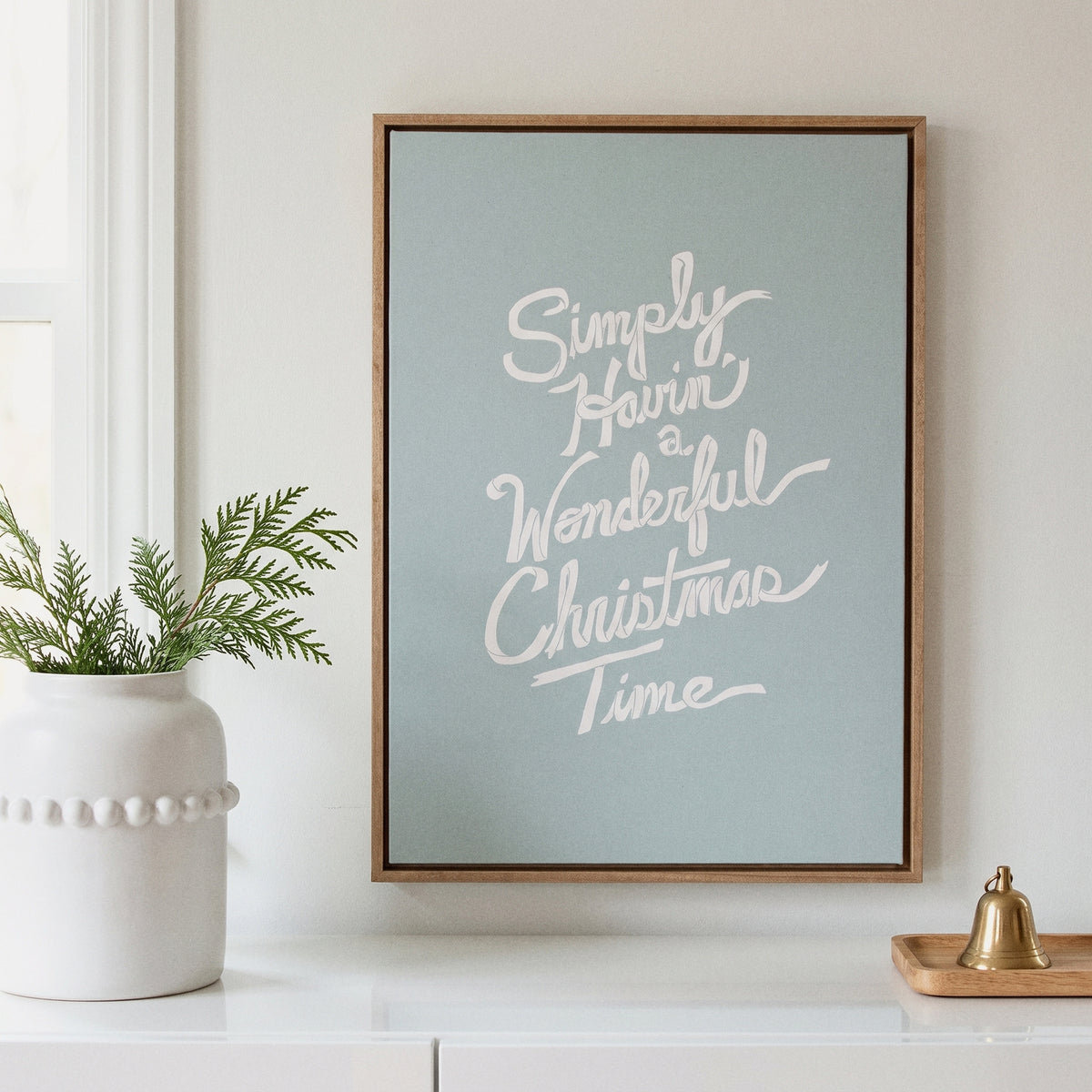 Wonderful Christmas Time framed art, Almond frame, M, styled room photo