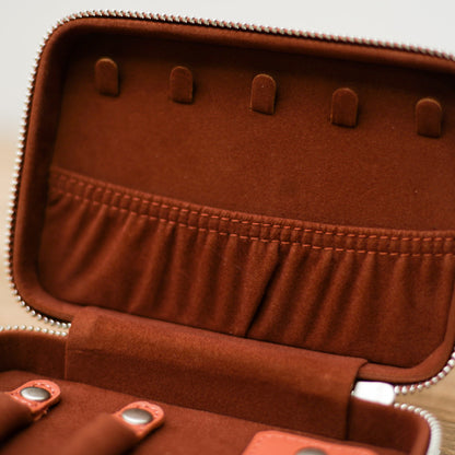 Two-Tone Vegan Leather Travel Jewelry Case