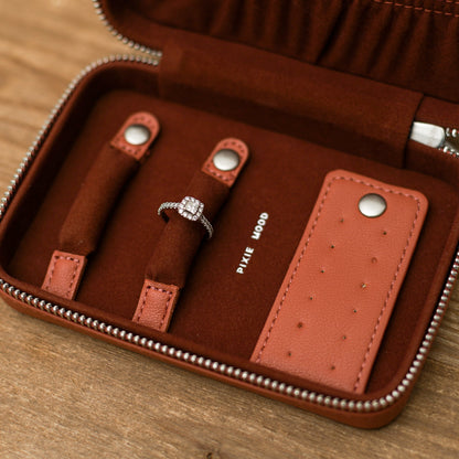 Two-Tone Vegan Leather Travel Jewelry Case