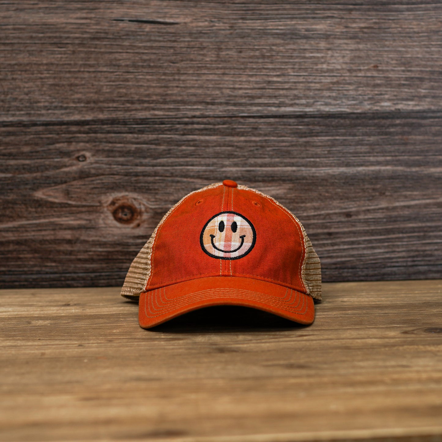 Distressed Smiley Face Trucker Hat