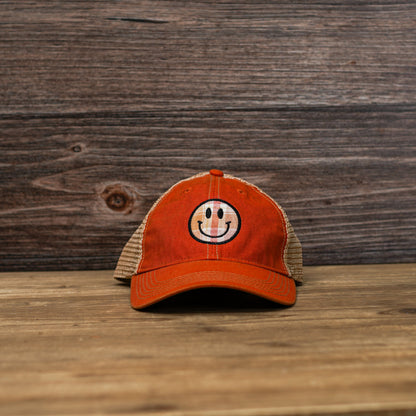 Distressed Smiley Face Trucker Hat