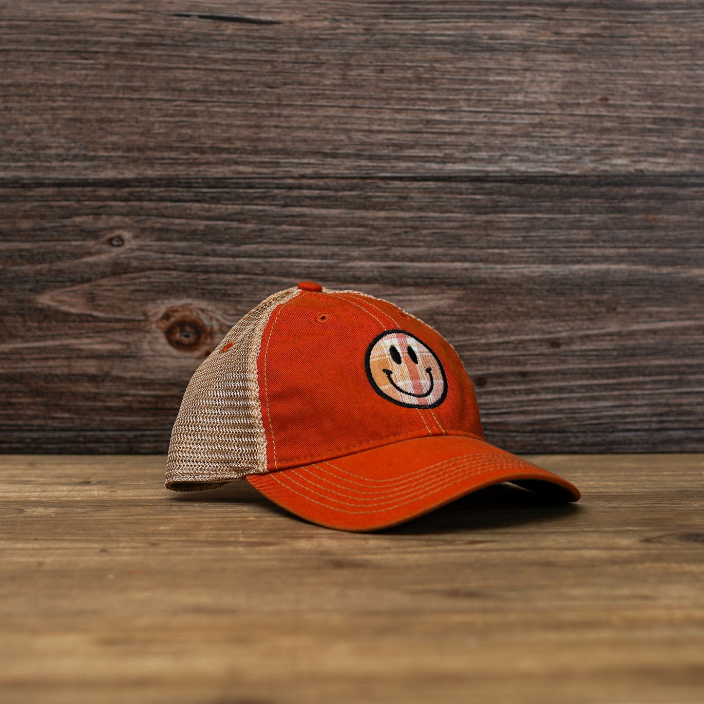 Distressed Smiley Face Trucker Hat