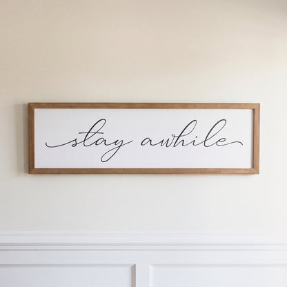 Stay Awhile framed art, Almond frame, L, detail photo