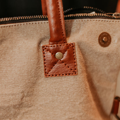 Up-Cycled Canvas & Faux Leather Tote