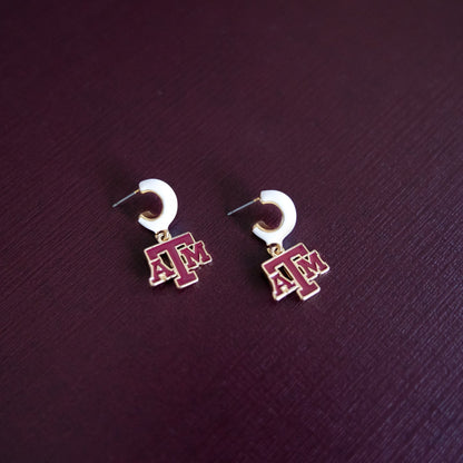 Collegiate Logo Enamel Huggie Hoop Earrings