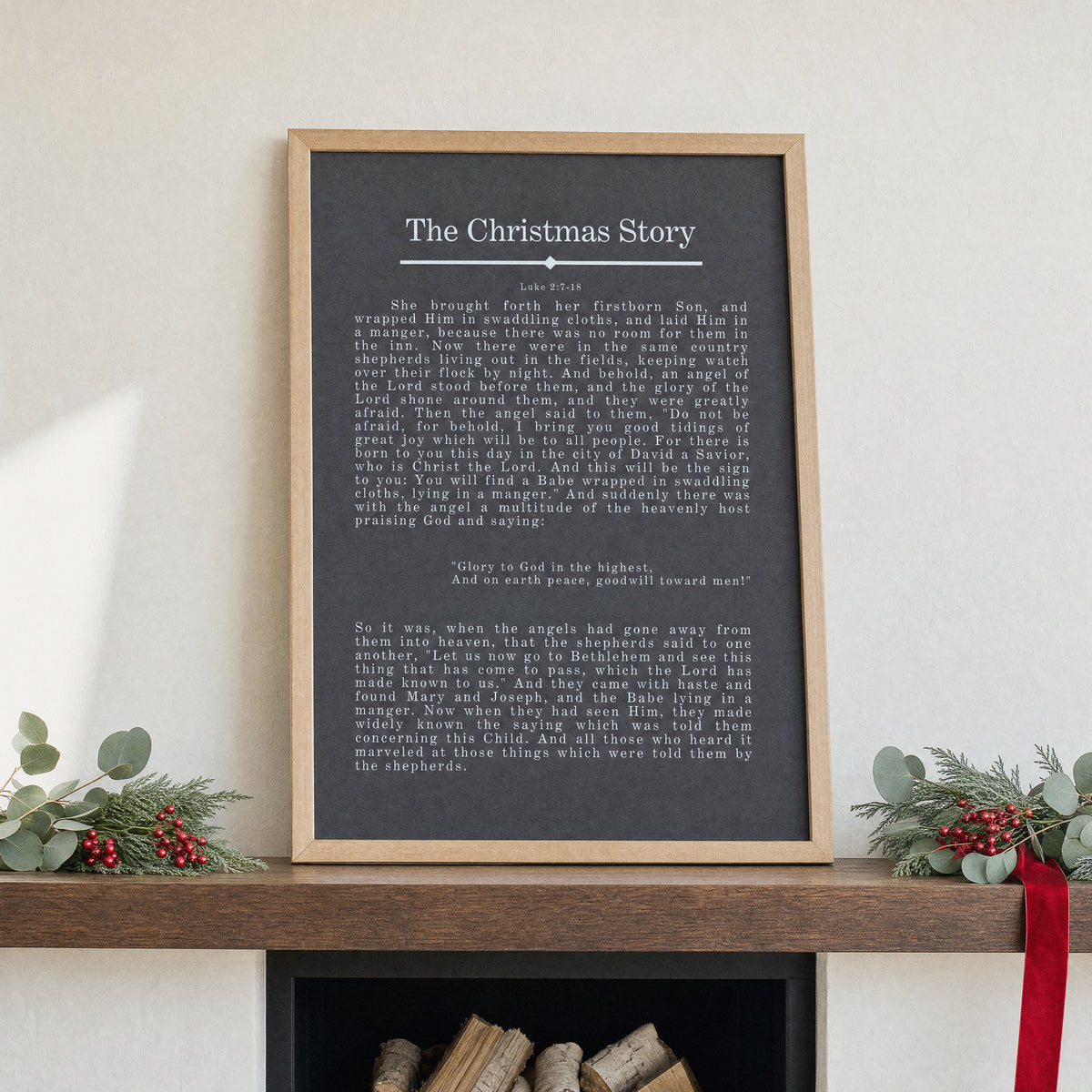 The Christmas Story framed art, Almond frame, 20x30, styled room photo
