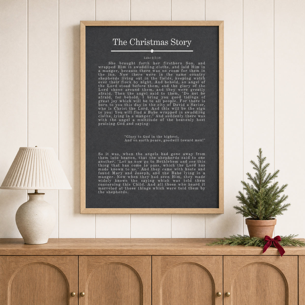 The Christmas Story framed art, Almond frame, 34x46, styled room photo