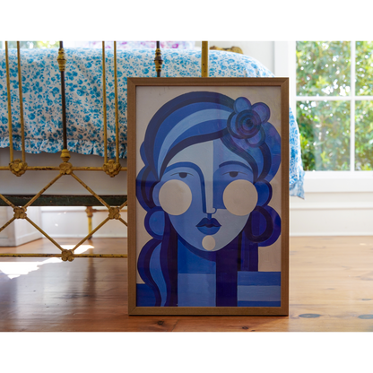 Blue Muse – 20x30 Almond Wood Frame with Acrylic