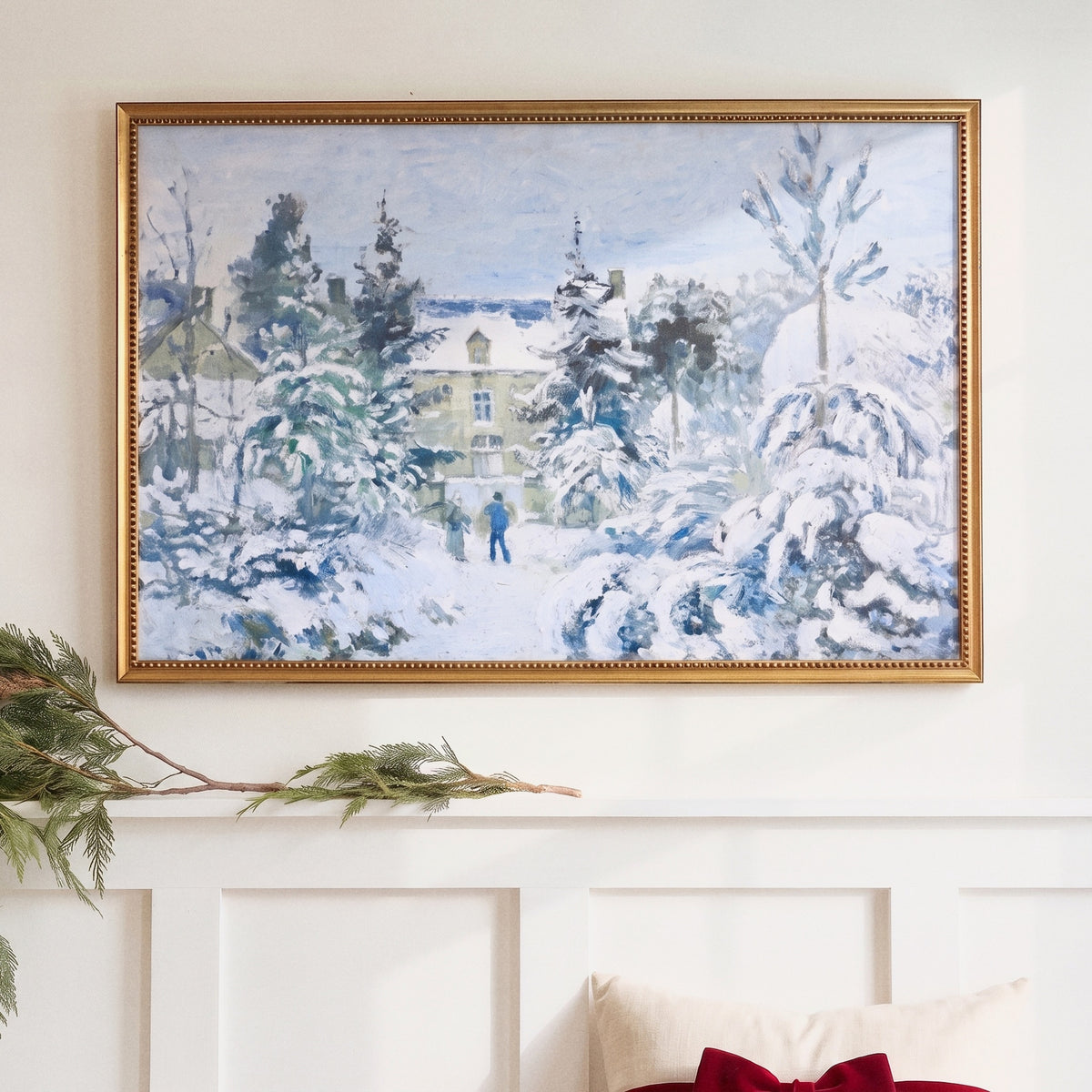 Winter Wonderland framed art, Urban Gold Leaf frame, 20 x 30, detail photo