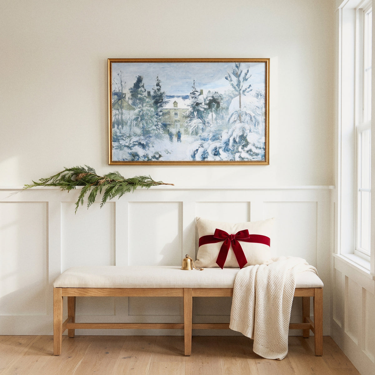 Winter Wonderland framed art, Urban Gold Leaf frame, 20 x 30, lifestyle photo