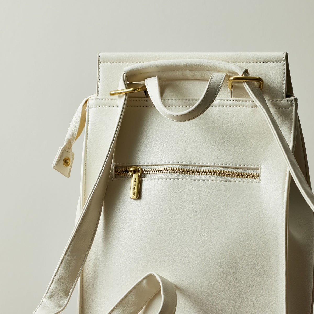Convertible Leather Backpack – Coconut Cream