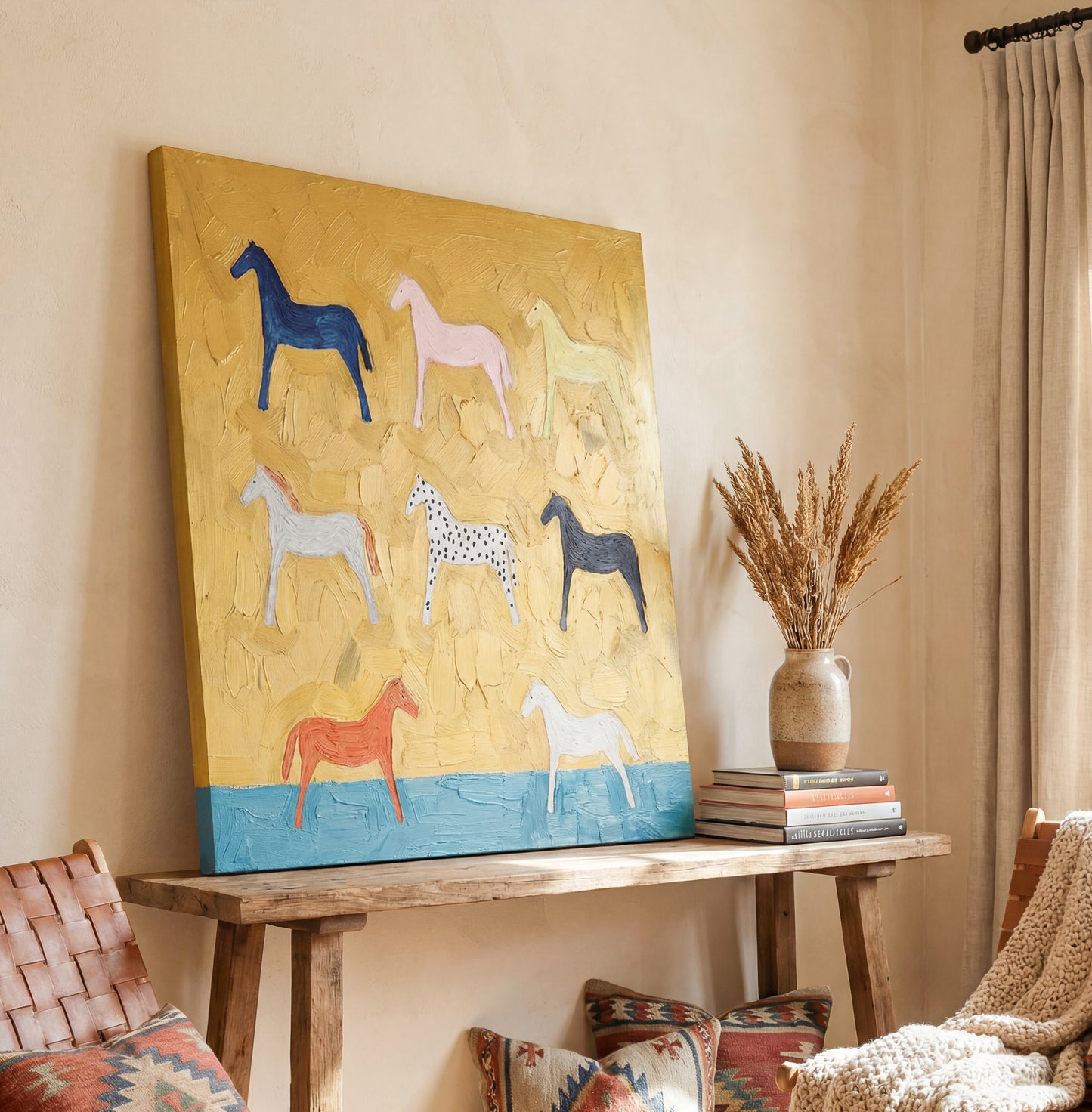 Horses – 38x38 Original Wrapped Canvas