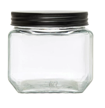28 oz. Glass Jar with Black Metal Lid