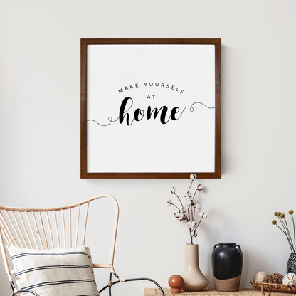 Smallwoods Make Yourself at Home Wood Wall Sign Square Stained