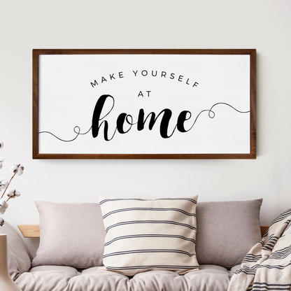 Smallwoods Make Yourself at Home Wood Wall Sign XL Stained Frame
