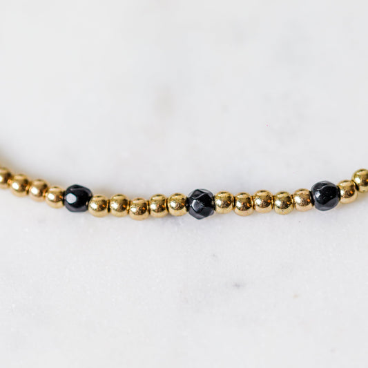 Gold & Black Bead Necklace