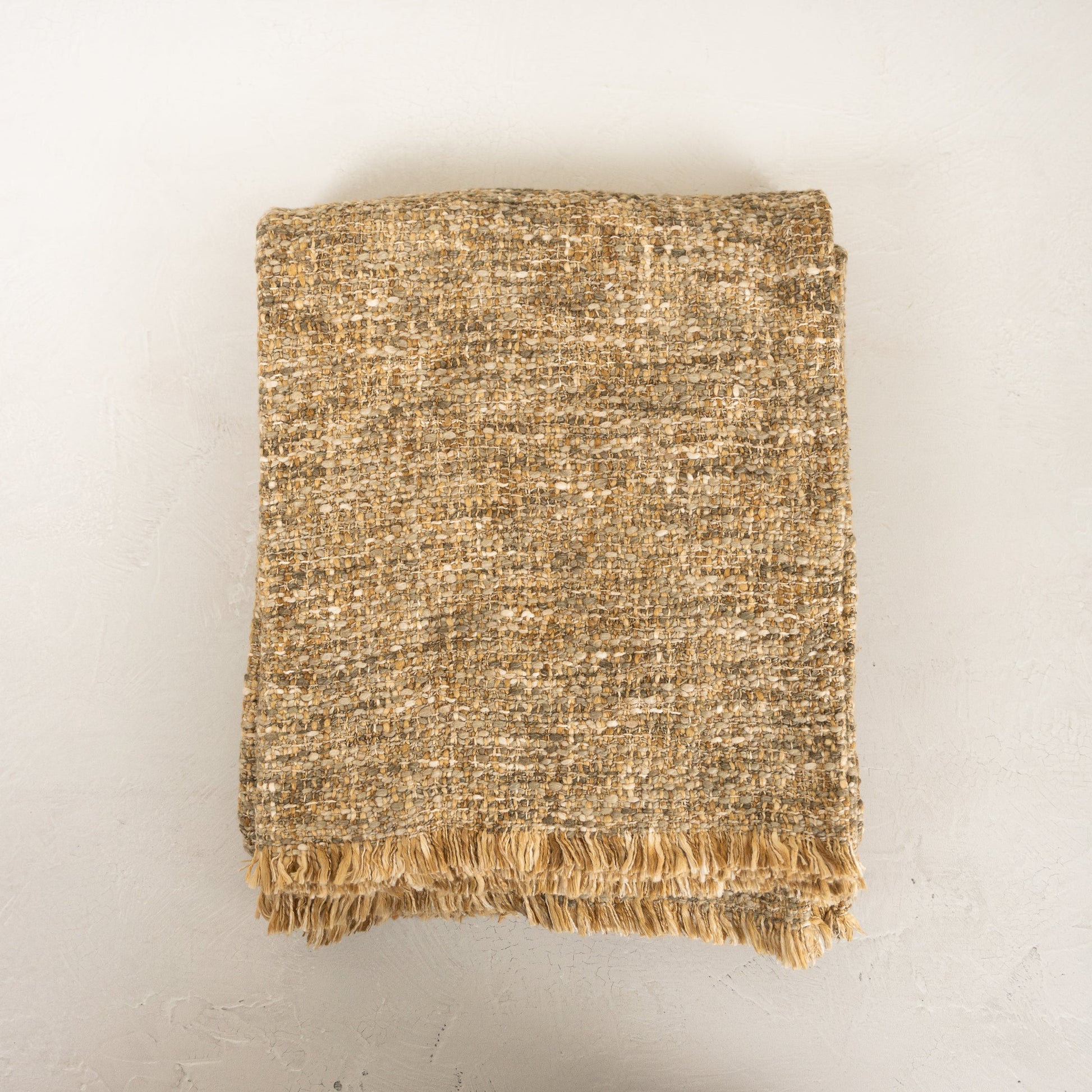 Gray & Tan Woven Boucle Throw with Fringe – Smallwoods