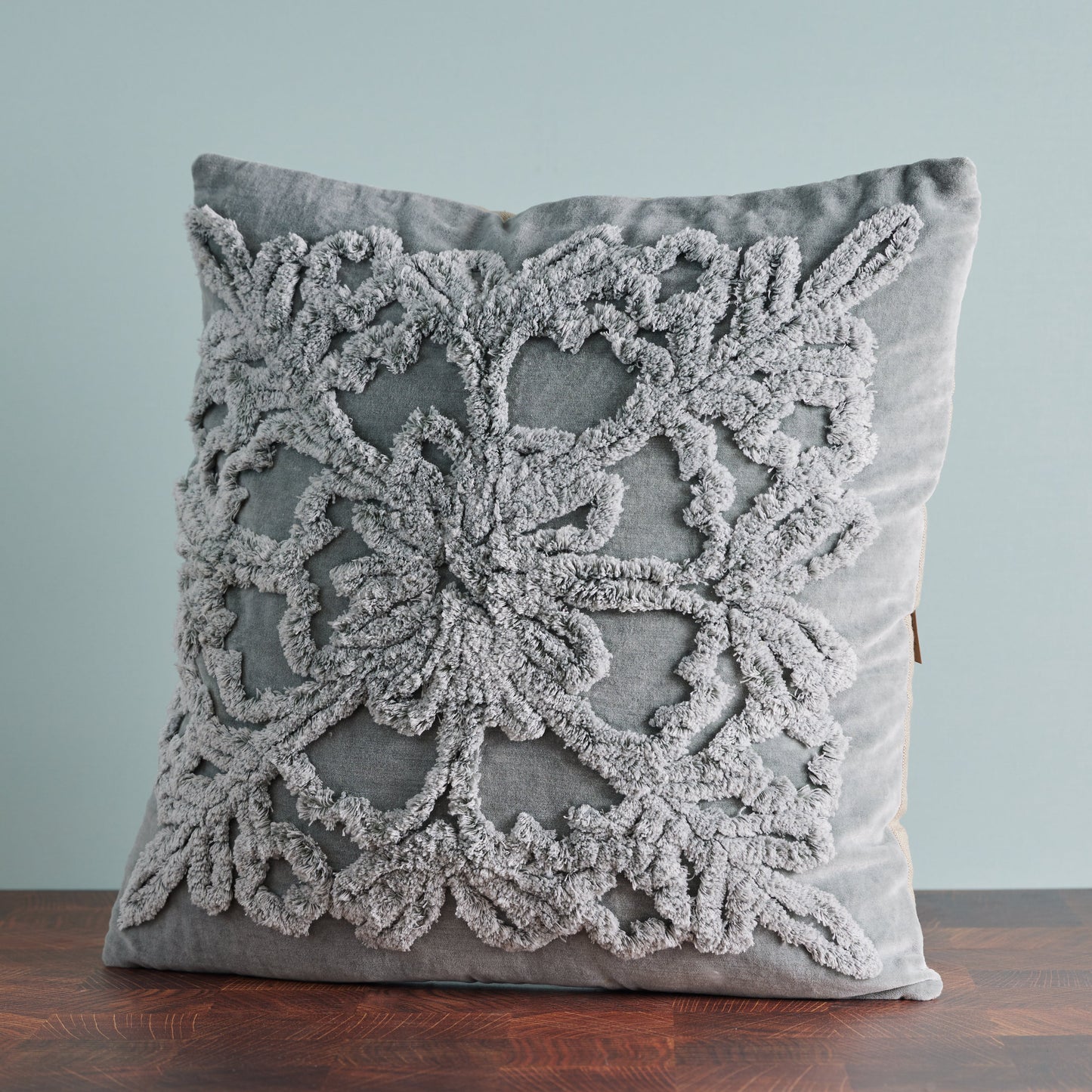 Grey Tufted Snowflake Pillow