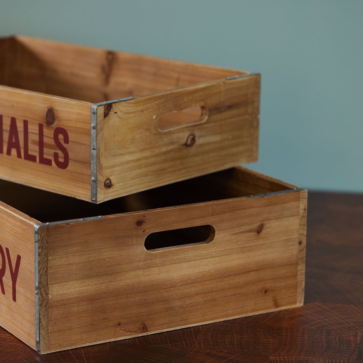 Holiday Wood Box with Handles
