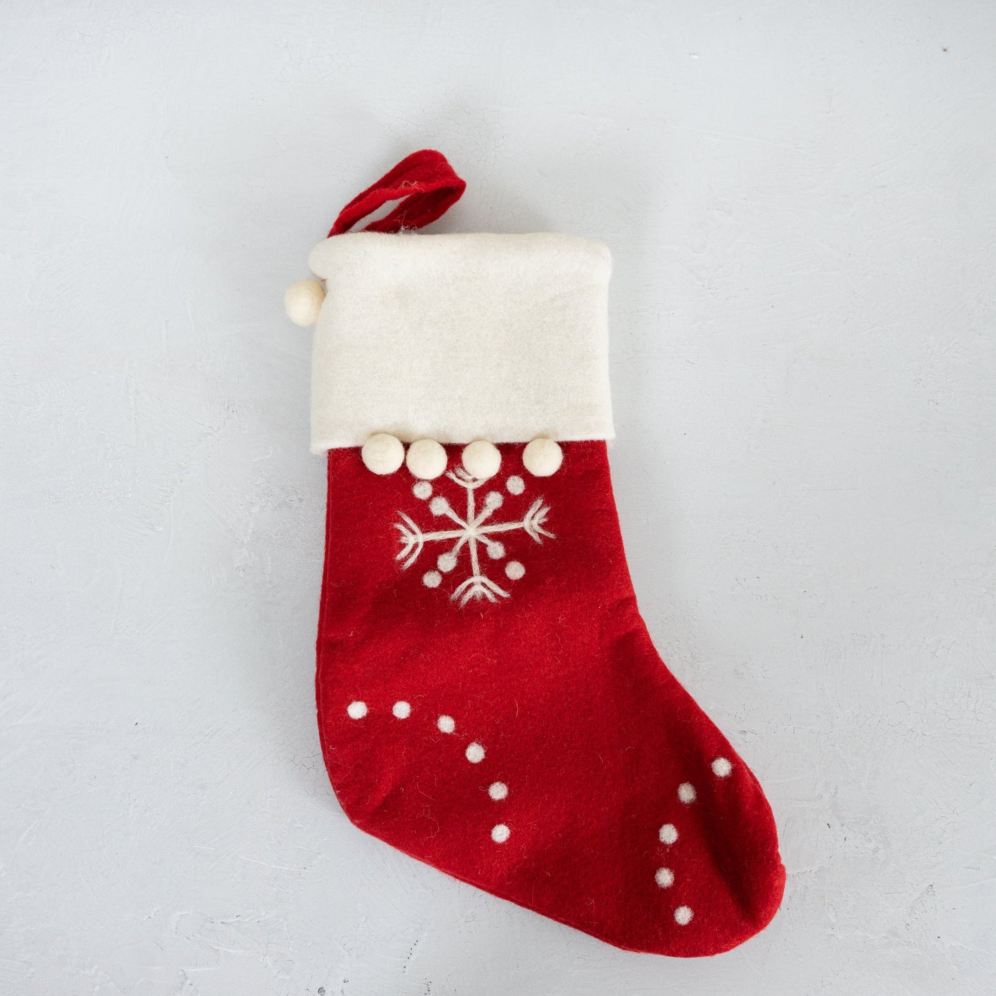 Red Wool Stocking with Snowflake