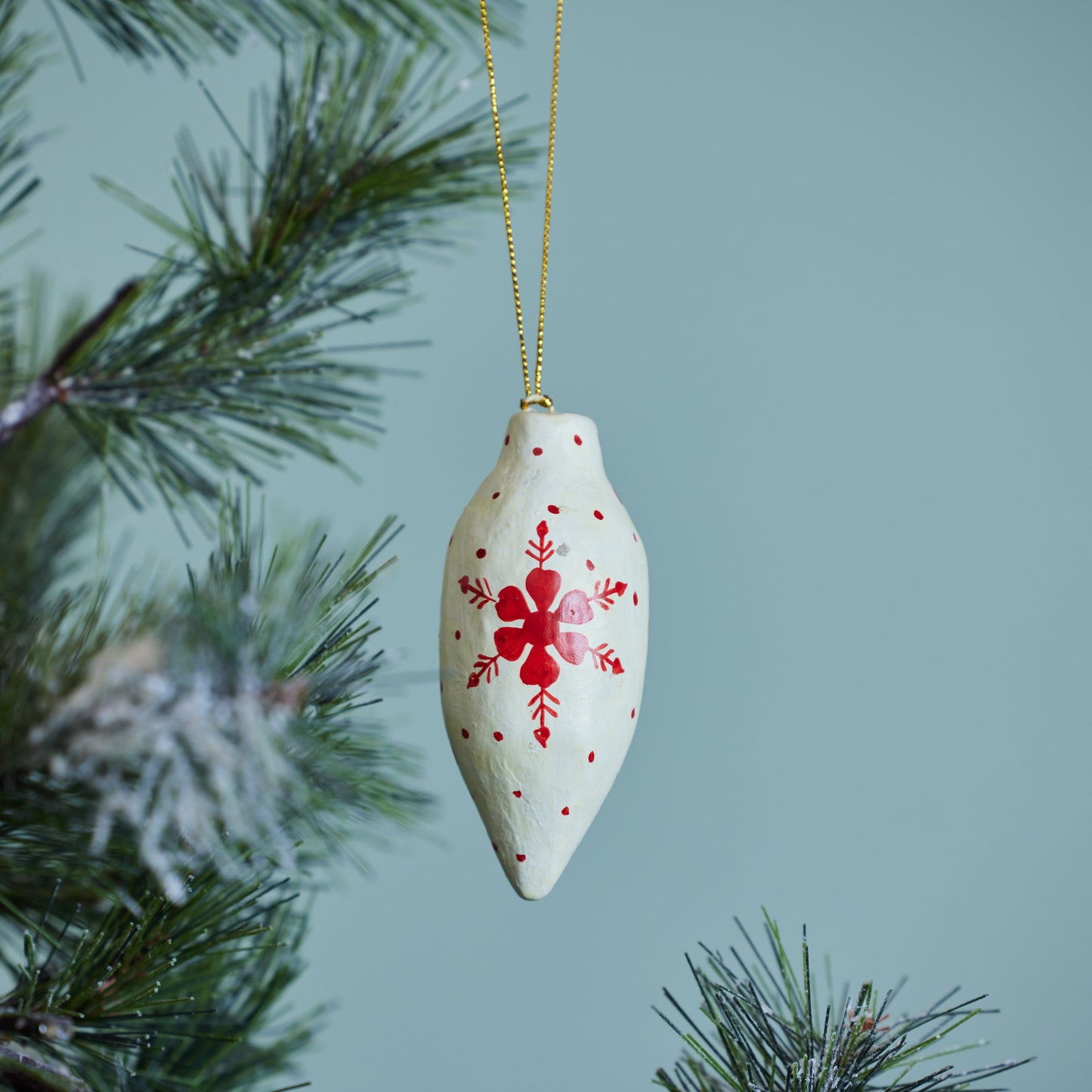 Red & White Hand-Painted Snowflake Ornament