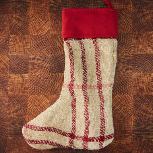 Red and Pink Plaid Stocking