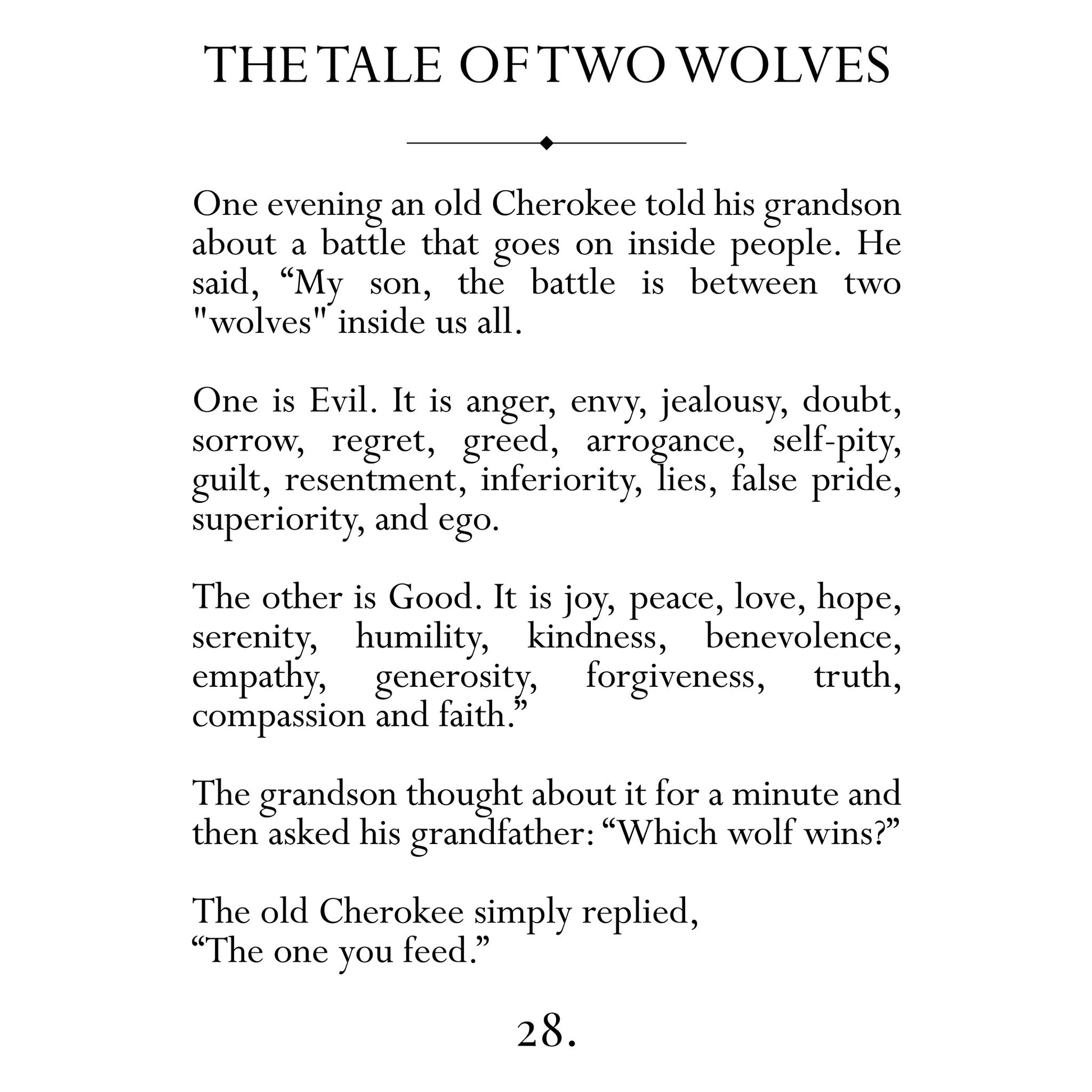 Two Wolves Poem