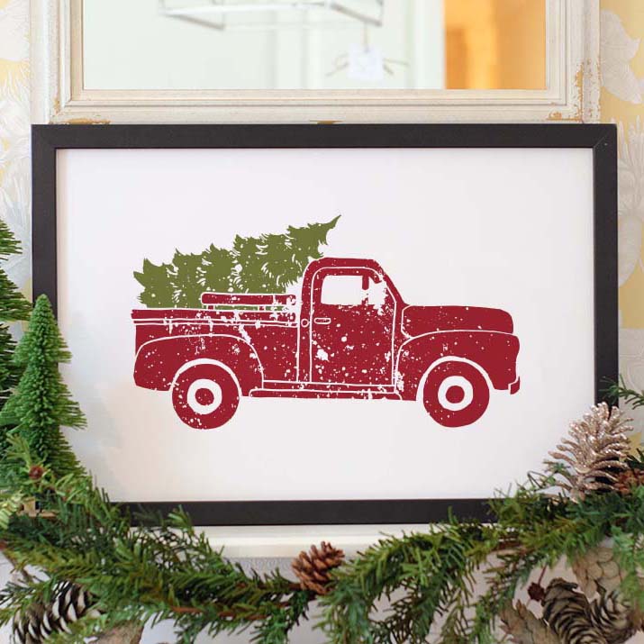 Red Truck Christmas Sign