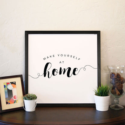 Smallwoods Make Yourself at Home Wood Wall Sign Square Black