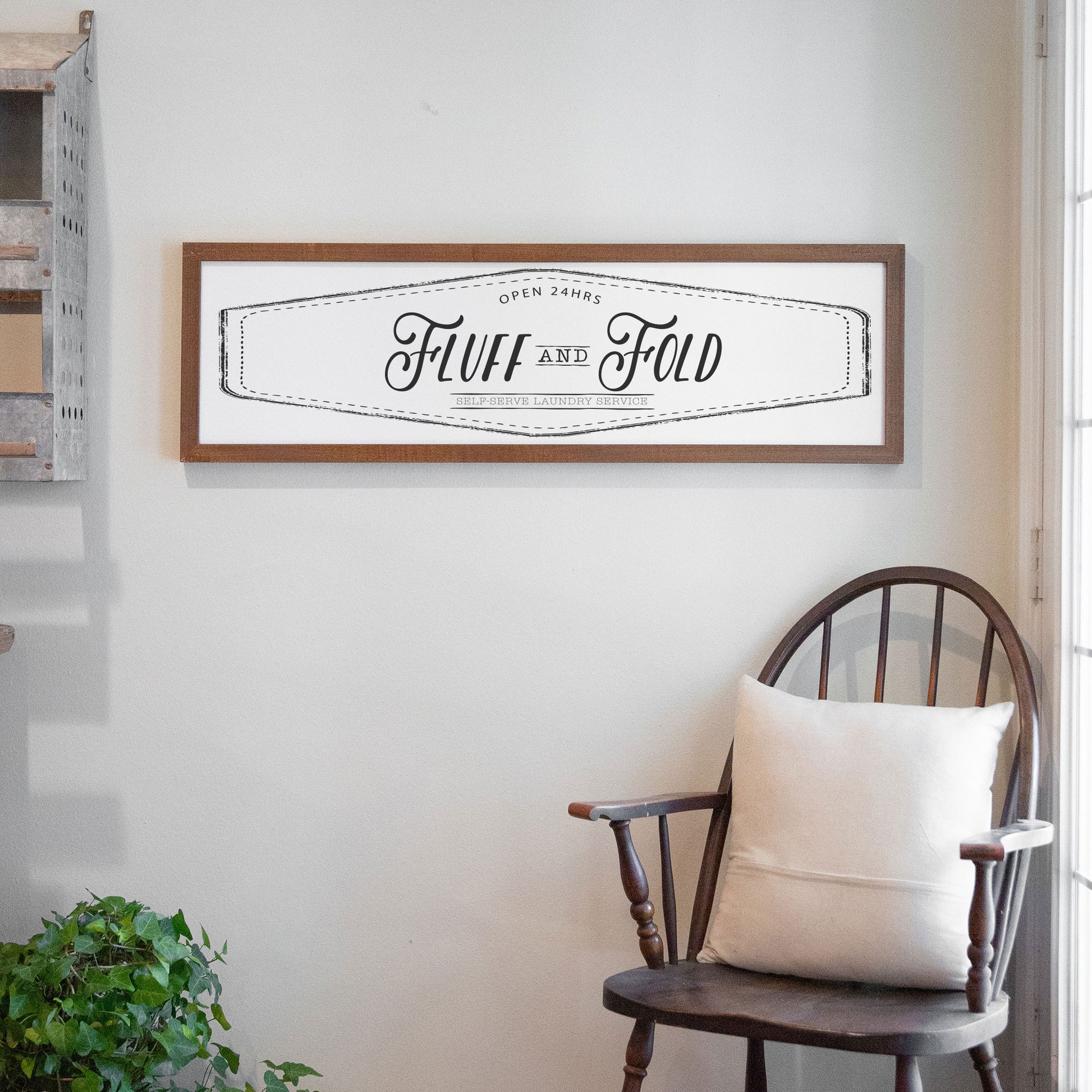 Fluff And Fold Laundry Room Wall Sign Brown Frame