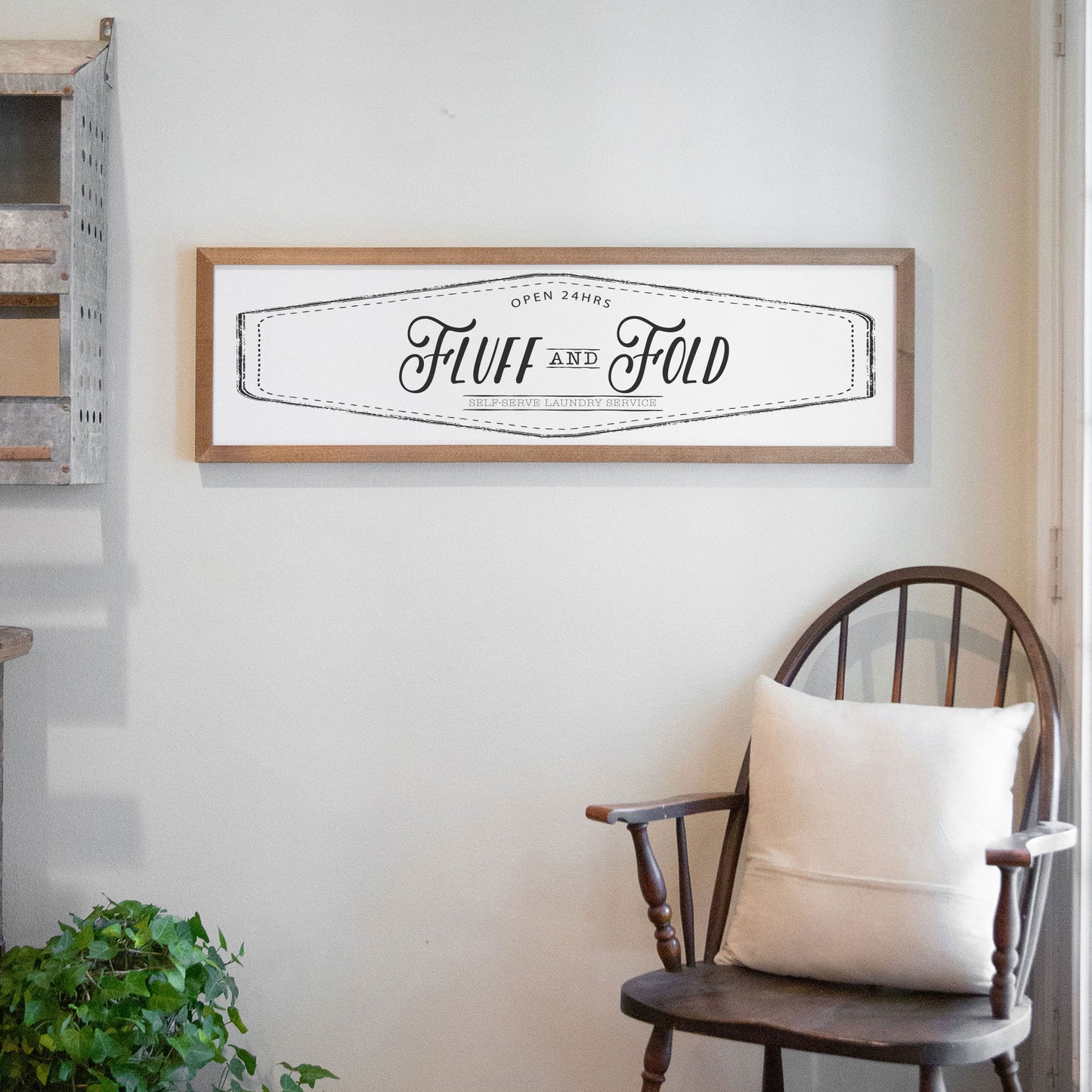 Fluff And Fold Laundry Room Wall Sign Almond Frame