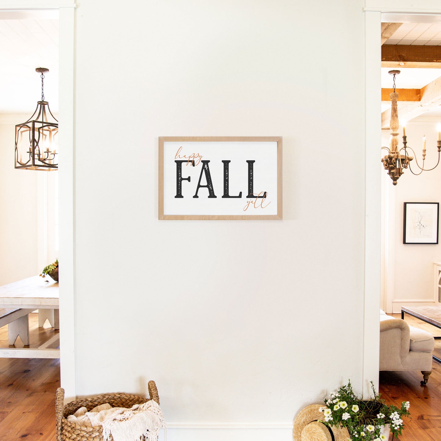 Smallwoods "Happy Fall Y'all" Sign with Wooden Frame