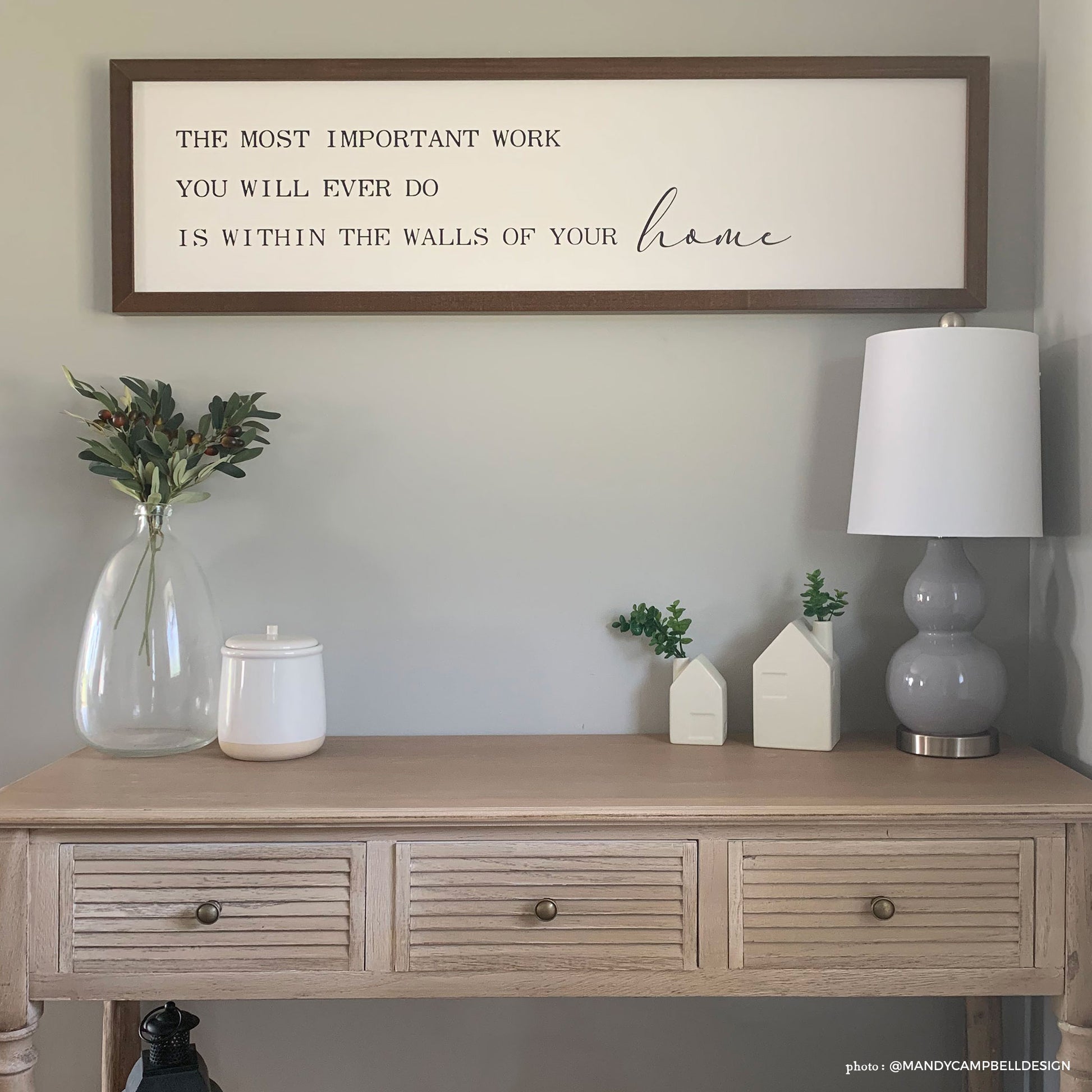 The Most Important Work Dark Brown Framed Home Sign