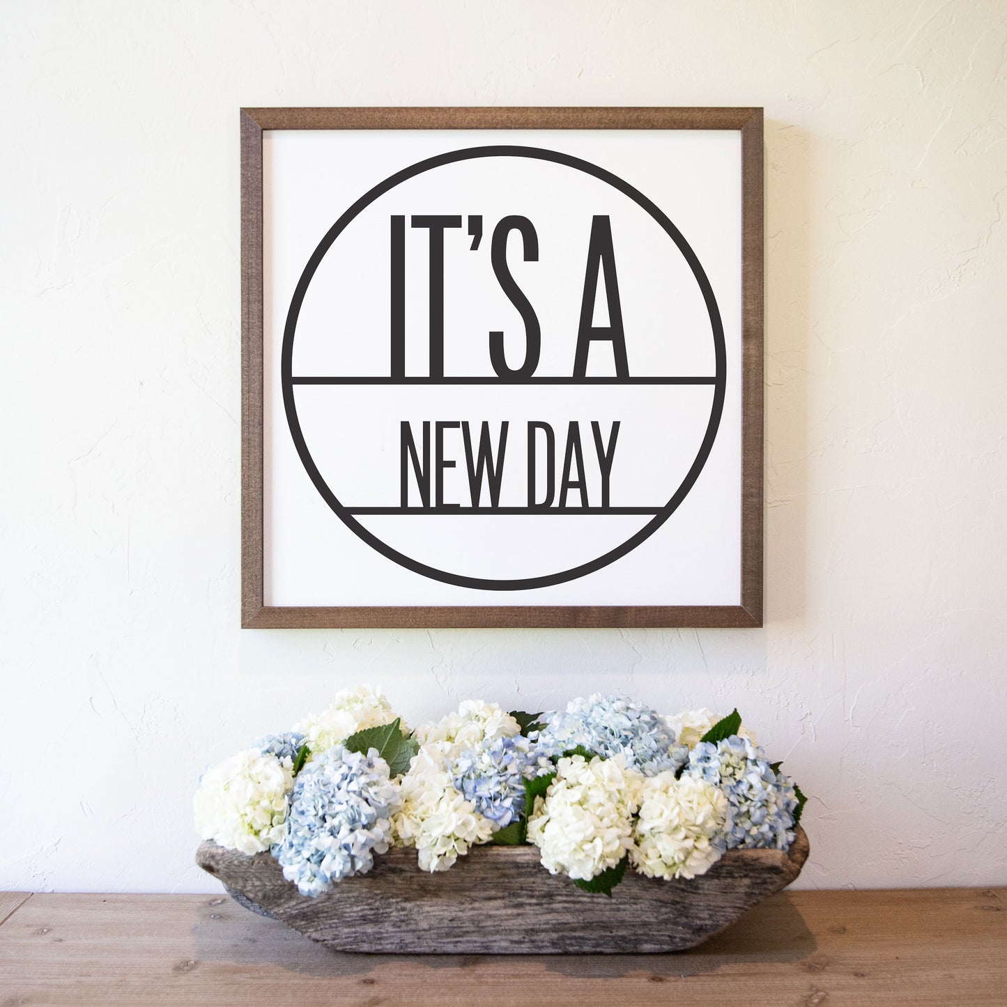 Smallwoods It's A New Day Wood Wall Sign Square Stain